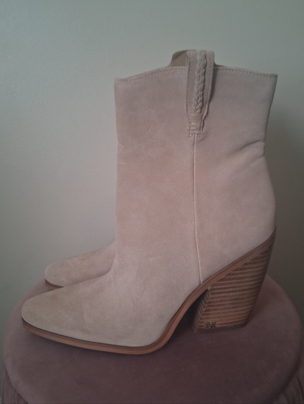 Sam Edelman Agnes Sesame Stacked Heel Pull On Ankle Western Boots Size 9 - Picture 5 of 12